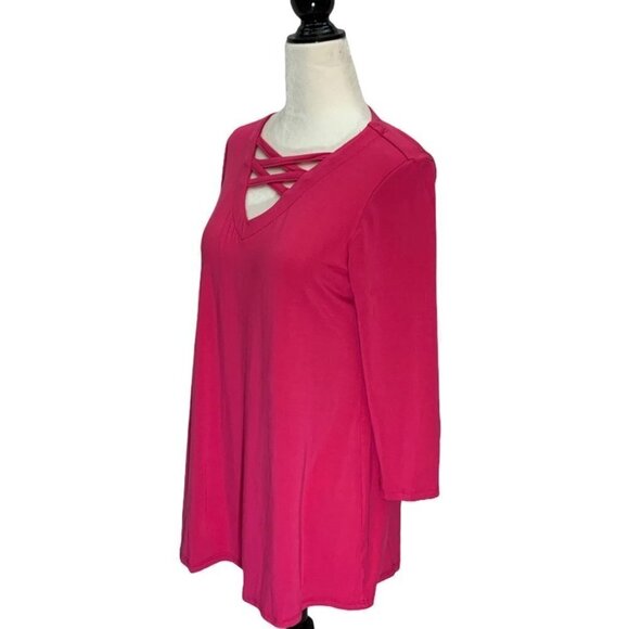 Pure Essence💜Fuchsia Tunic Criss-Cross Neckline size XS - Picture 3 of 9